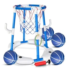 Pool Basketball Hoop, 2-in-1 Floating Basketball Pool Toys & Ring Toss Game, ...