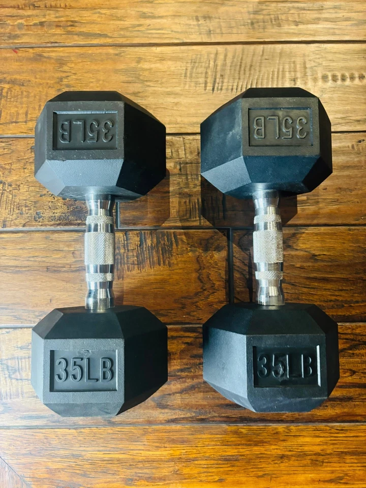 Combo con Mancuerna Peso Mano - Dos pares de 35 lb, 25 lb, 12 lb y 7,5 lb + Estante Foto 2 de 4