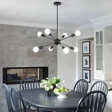 LWYTJO Jamee 8-Light Matte Black Sputnik Chandelier Modern Farmhouse Pendant