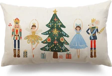Nutcracker Christmas Pillow Cover 12x20 Red Holiday Decor Cushion Case