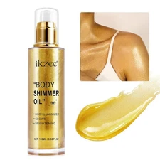 Body Shimmer Oil 100ml, Moisturizing Long Lasting Luminizer Face 02 Gold 