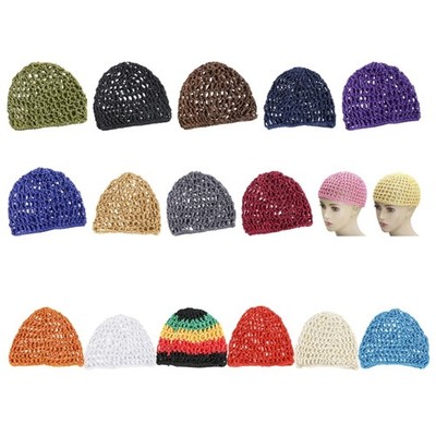 Openwork Brimless Hat Crochet Skull Cap Hollowout Knit Hat for Women Sleeping