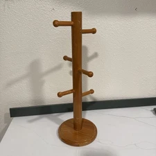 Vintage Wood Coffee Mug Cup Holder Tree Farmhouse Style 16.5” Cornwall USA