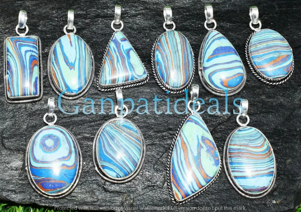 Lote de 10 piezas de joyas colgantes de piedras preciosas de calílice arco iris chapado en plata 925 al por mayor Foto 2 de 4