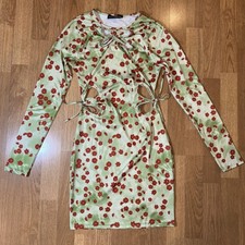 Women’s Long Sleeve Bodycon Dress Butterfly Cutout Y2K Party Sexy Size 6