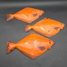 Carved Wood School of Fish Handmade Wall Hanging Art Vintage Decor Wooden Set