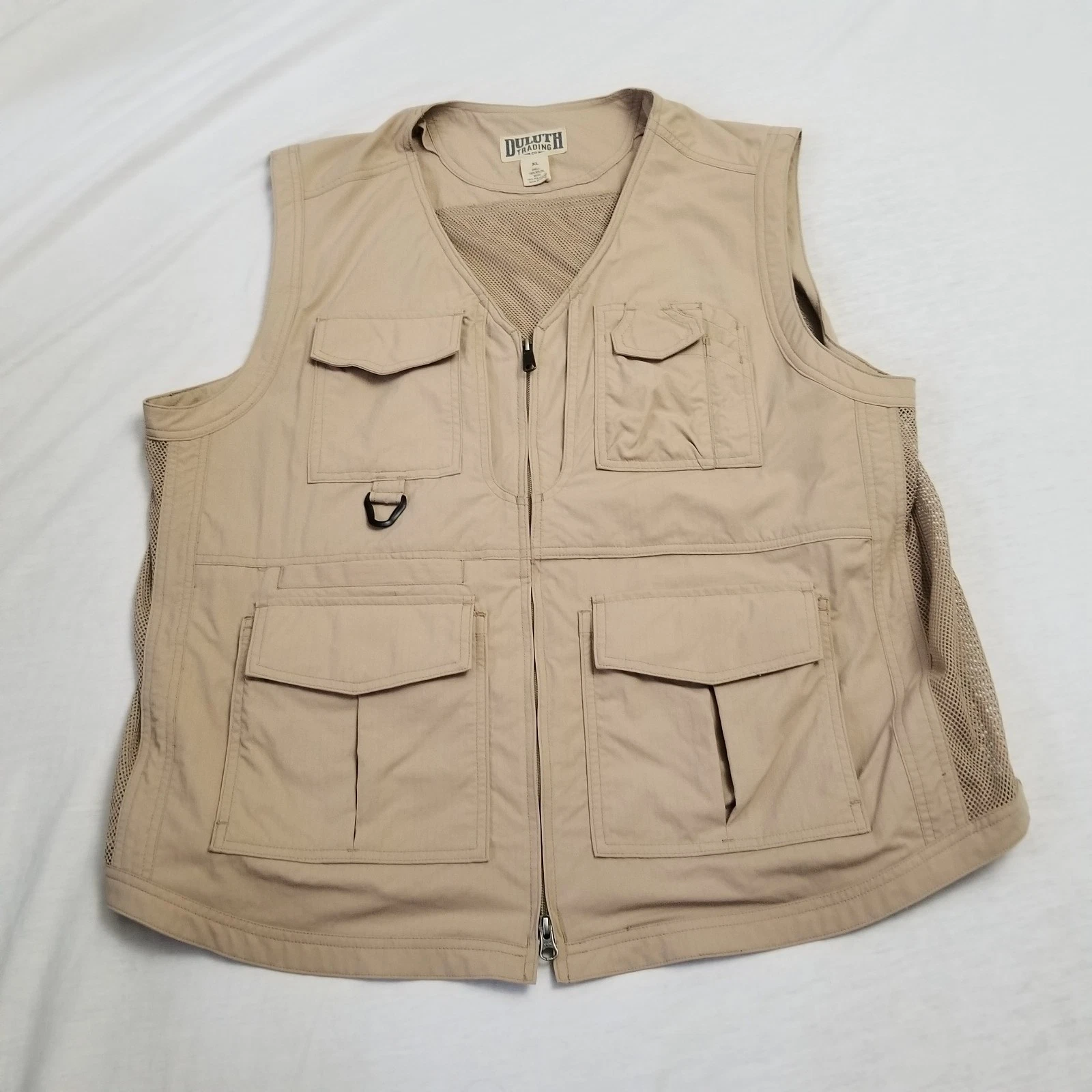 Duluth Trading Co Vest Mens XL Khaki Working Mans Fishing Hunting Utility Vented