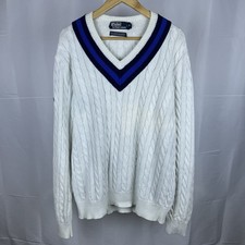 Polo Ralph Lauren US Open 2012 Cotton Cashmere Cable Knit V-Neck Sweater Mens XL