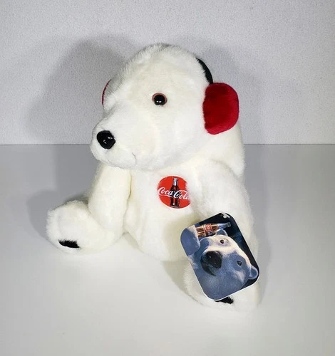 1993 VTG Coca Cola Coke Cream Polar Bear Red Ear Muffs Plush Stuffed Toy 10" NWT