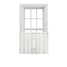 Ellis Curtain Madelyn Ruflled Victorian Window Curtain Tiers 82"x30" Natural