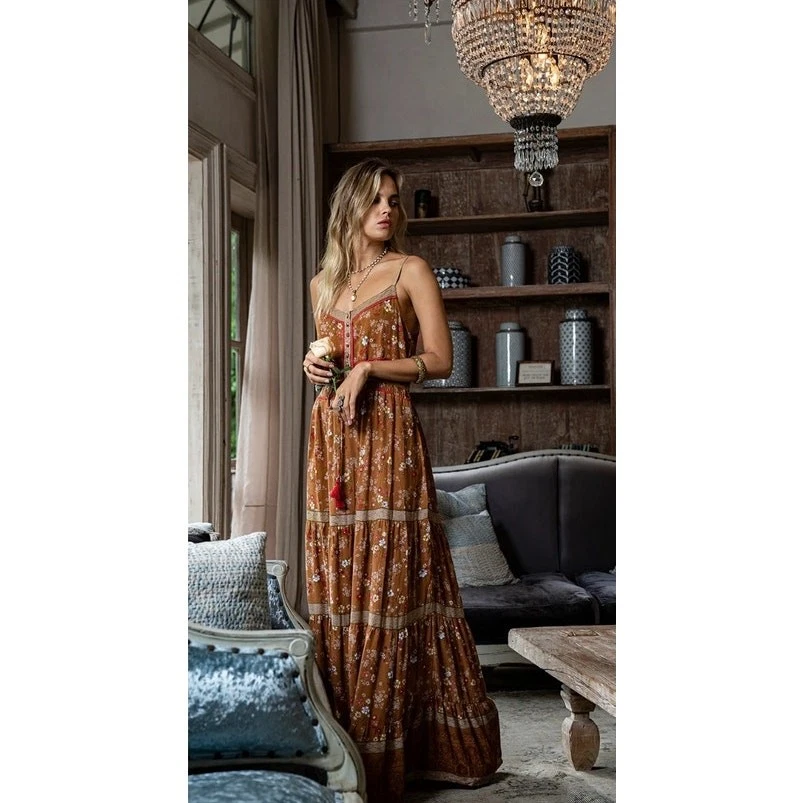 chinese dress ladies Layla Tulle Maxi Dress — Dusty Blue Floral main image 0