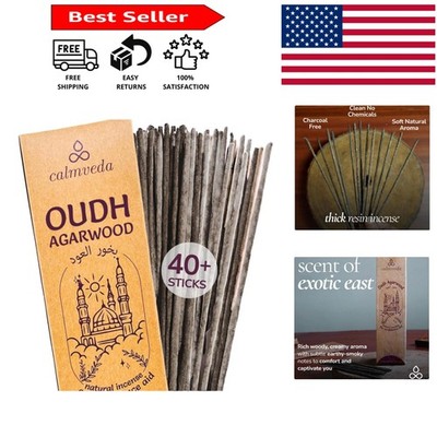40 Artisan Mystic Oud Incense Sticks - 9 Inch Thick, Relaxing Charcoal-Free