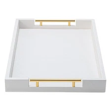 White Decorative Tray for Coffee Table, Modern Large Ottoman Tray for Living ...