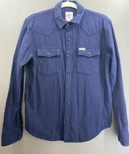 Topo Designs Men's Medium Flannel Shirt  Long Sleeve Button Up Navy EUC