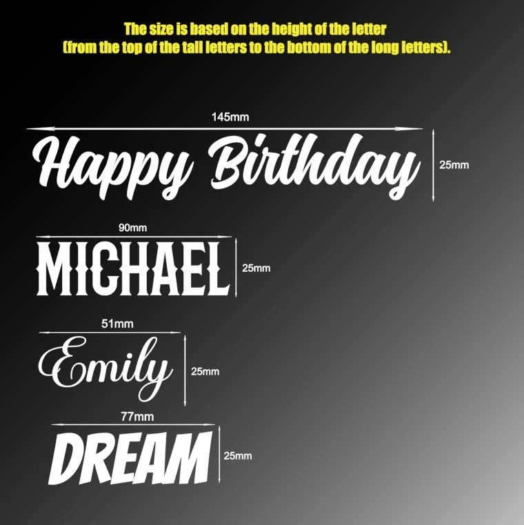 Custom Vinyl Name Sticker Decal – 12 Sizes, 23 Colours, Personalised Text - Image 2 of 3