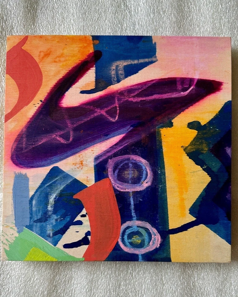 Pintura Original Bellas Artes-Abstracta-Caligrafía-Graffiti-8x8-Tablero de Madera de Galería Foto 3 de 4