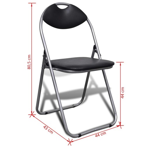 6x Sillas Plegables de Comedor Estructura Acero Cuero Sintético Negro vidaXL - Imagen 10 de 10