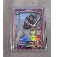 Bowman Chrome 2023 Walker Jenkins #BDC-159 Fuchsia Reptilian Refractor /199 Twi…