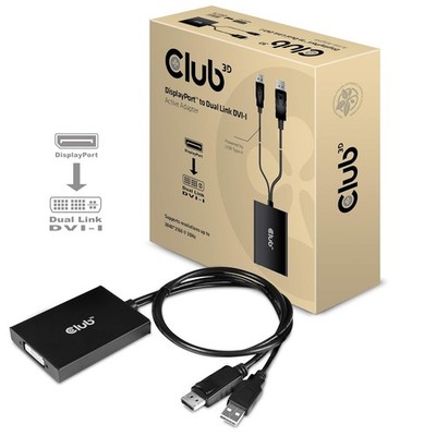   Club3D DisplayPort to Dual Link DVI-D Active Adapter HDCP ON - CAC-1010 - NEW