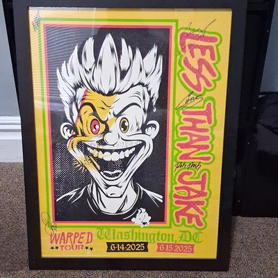 Less Than Jake Warped Tour Concert Poster Signed Washington, DC Jun 14-15 2025