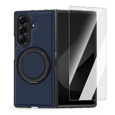 For Samsung Z Fold 8 Ultra/8/7/6 Magnetic Carbon Fiber Texture Stand Glass Case