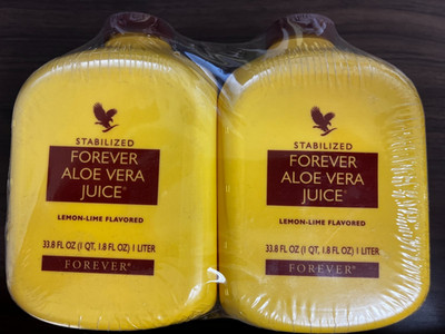 2 Pack Forever Living Aloe Vera Juice Lemon Lime  33.8 fl.oz Exp Date 2027