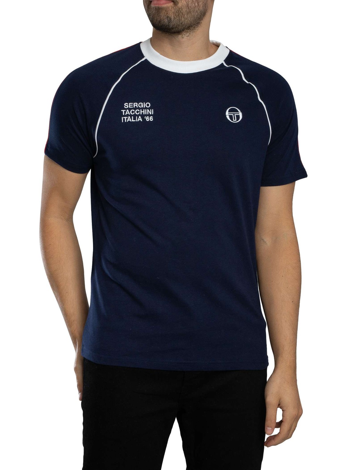 Sergio Tacchini Ghibli Davis T-Shirt, Maritime Blue/Adrenaline Rush/White - L
