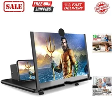 16 Inch Smartphone Screen Magnifier 3D HD Foldable Amplifier Phone Stand with...