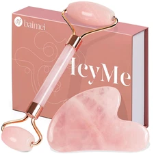 Icyme Jade Roller & Gua Sha, Face Roller Redness Reducing Skin Care Tools, Self