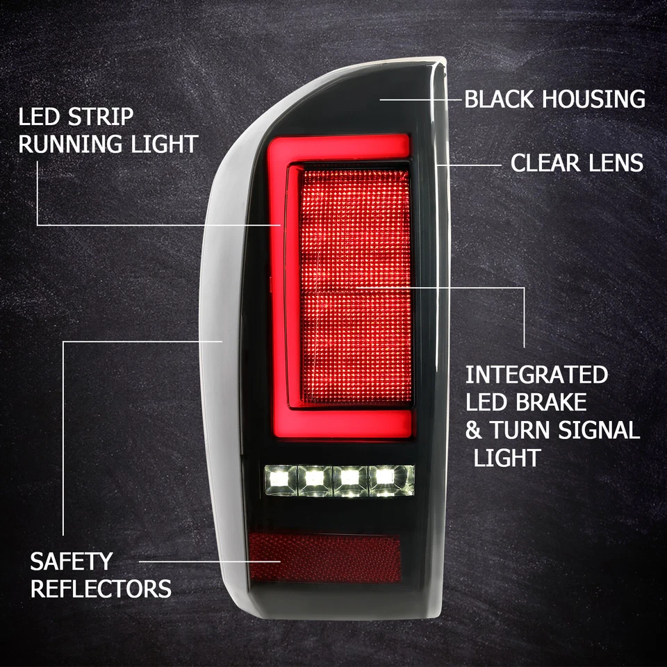 Luces traseras LED lámpara de freno secuencial para Toyota Tacoma 2016-2023 humo Foto 2 de 4