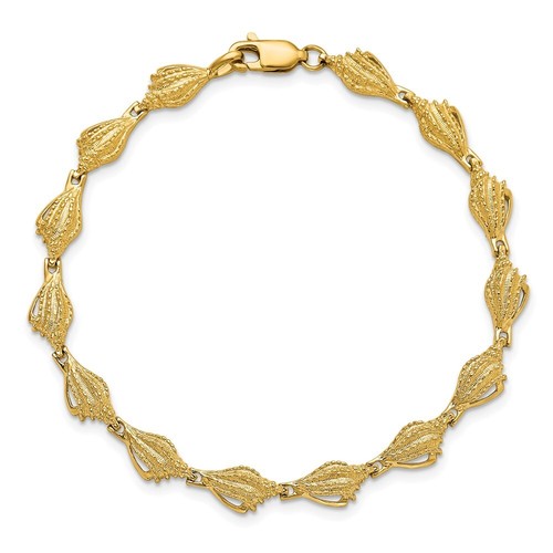 7,25" 14K Gelbgold Muschel Muschel Armband - Bild 4 von 4