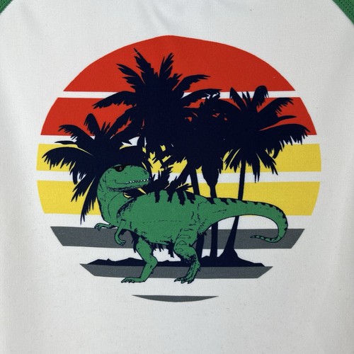 Hanna Andersson Size 90 US 3 Short Sleeve Swim Rash Guard Top Dinosaur Palm Tree - Picture 8 of 8