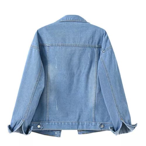 Womens Ladies Stretch Denim Jacket Soft Cotton Loose Plus Zise Stonewash Coat!@ - Picture 5 of 26