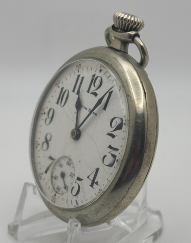 South Bend 9 Jewel Size 16 Open Face Silveroid Pocket Watch runs - Picture 9 of 17