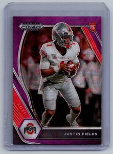 2021 Panini Prizm Draft Picks Collegiate #121 Justin Fields Purple Wave