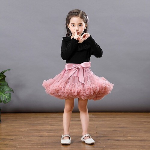 Skirts Solid Fluffy Tulle Princess Ball Gown Kids Ballet Party Performance Dress - Picture 2 of 39
