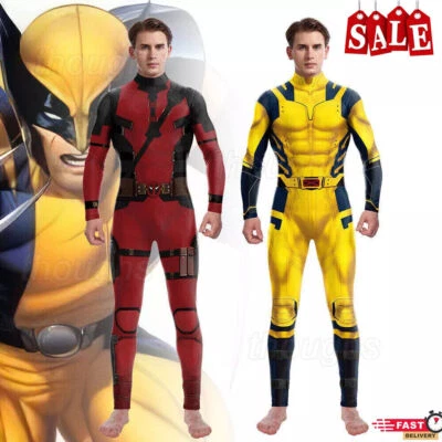 HANDMADE Adults Kids Deadpool 3 Wolverine Cosplay Costume Mens Boys Wolverine Jumpsuit