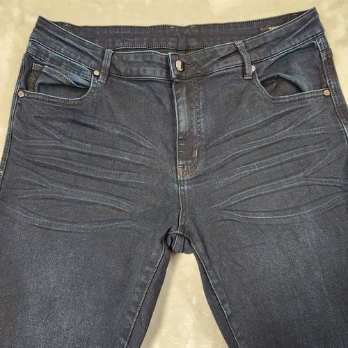 POLITIX SLIM STRETCH PEGASUS MENS JEANS SIZE 36 DARK BLUE DENIM MID RISE WAIST - Picture 2 of 14