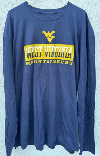 Captivating Sports West Virginia Mountaineers Blue Long Sleeve T-Shirt Men's 3XL