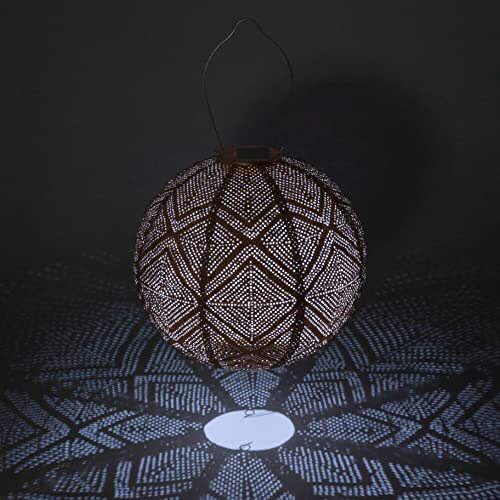 Soji Stella Market - 12" Handmade LED Outdoor Solar Lantern - Copper - Picture 3 of 8