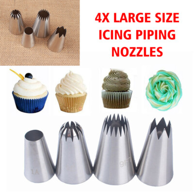3Pcs Large Size Icing Piping Nozzles Tips Pastry Cake Sugarcraft Decor Sets