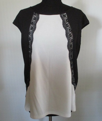Crossroads Womens Sz 10 Black & White Lace Trim Tank Top Sleeveless VGC - Picture 2 of 12