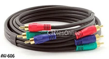 6ft. Hi-Resolution Component Video 3-RCA RGB 22AWG (RG59/U Coaxial) Cable AV-606