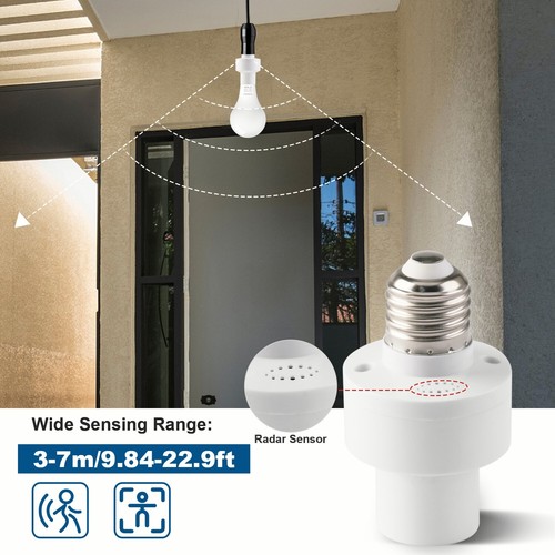 Radar Motion Sensor Bulb Holder E26/27 LED Light Lamp Socket Base Adapter USA - Picture 6 of 14