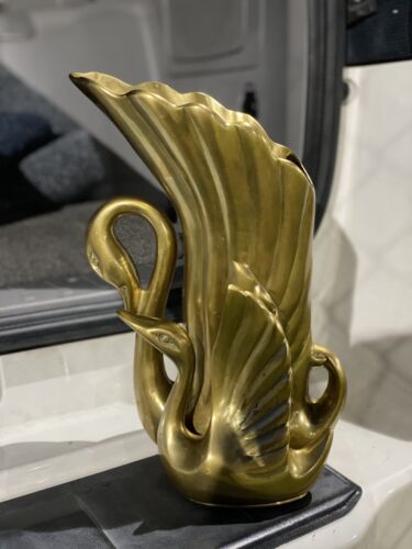 frederick cooper chicago brass swan vase sculpture - Picture 4 of 4