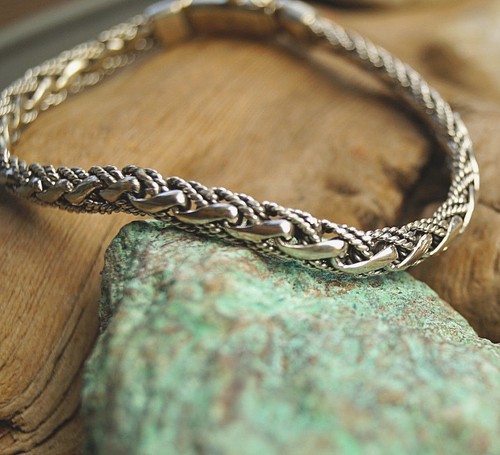 Massiv Armband 21 cm 925er Silber 7 x 3,5 mm Schlangenkette Halbrund Geflochten - Bild 7 von 8