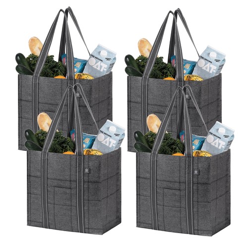 VENO 4 Pack Reusable Grocery Shopping Bag w/Hard Bottom Foldable Multi-Purpos - Picture 8 of 8