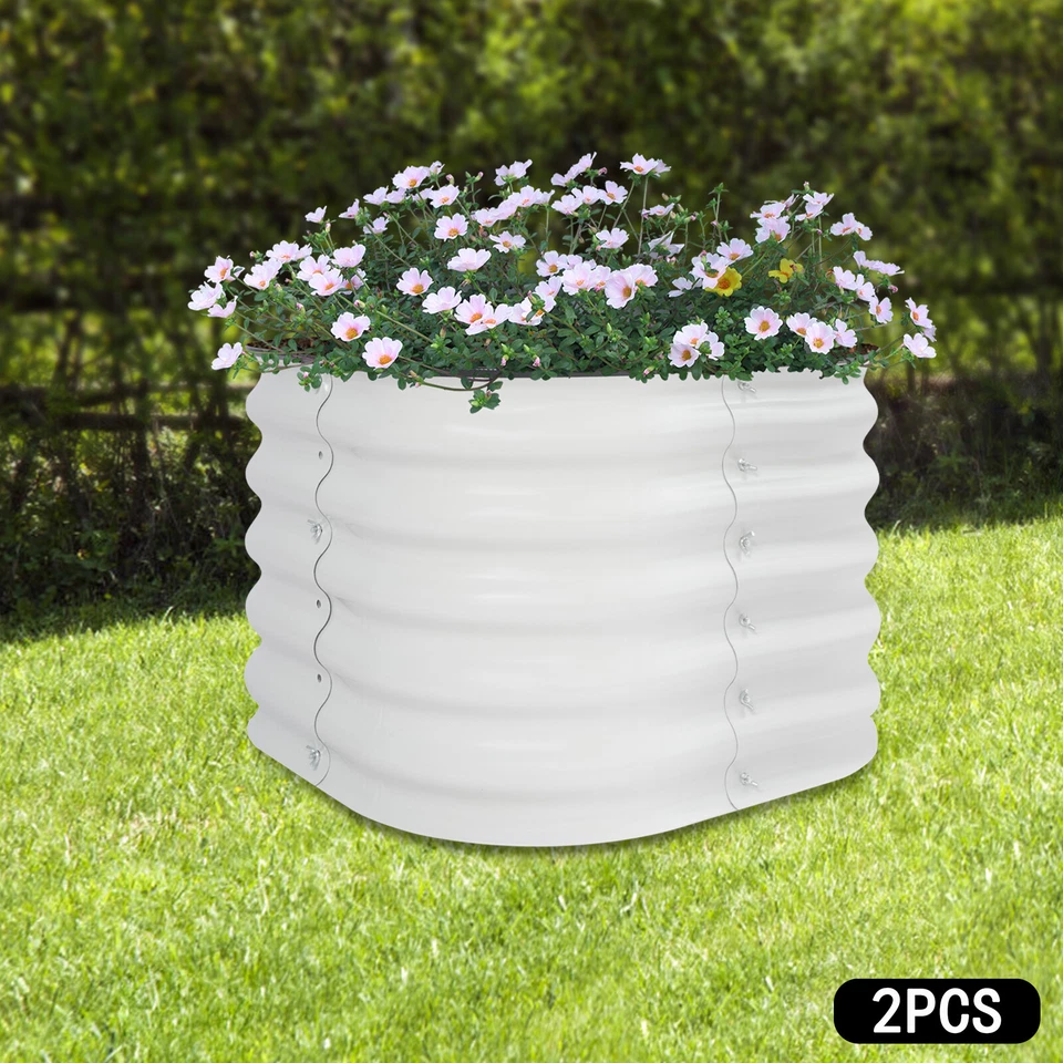 Cama de jardín elevada redonda cama de jardín balcón exterior jardín caja de plantación 2 piezas Foto 2 de 4