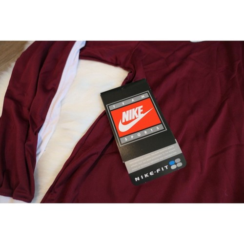 NUEVO CON ETIQUETAS Camisa Manga Larga NIKE Para Hombres Pequeña Poliéster Granate De Colección Rara Años 90 - Imagen 2 de 12
