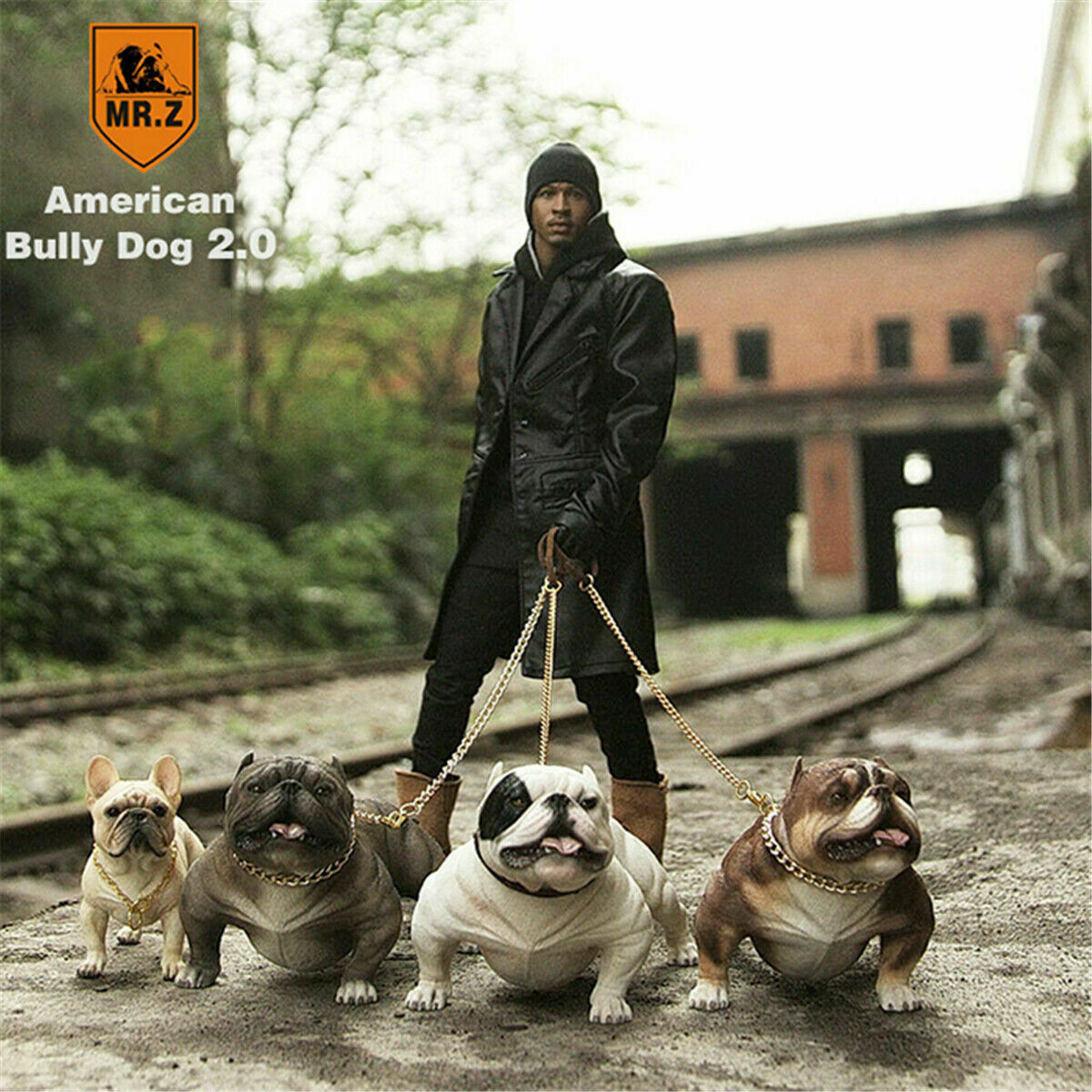 Mr.Z 1/6 American Bully Pitbull Dog Model Figurine Animal Pet